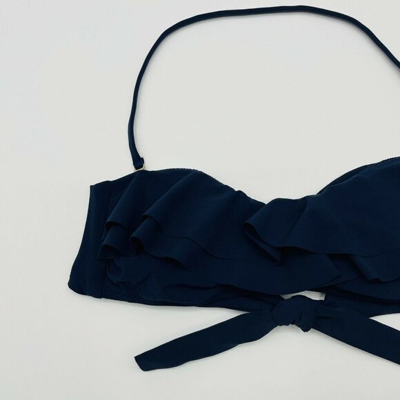 Banana Republic Womens Size Small Ruffle Halter Bikini Swim Top Navy Blue 545 - Picture 2 of 5